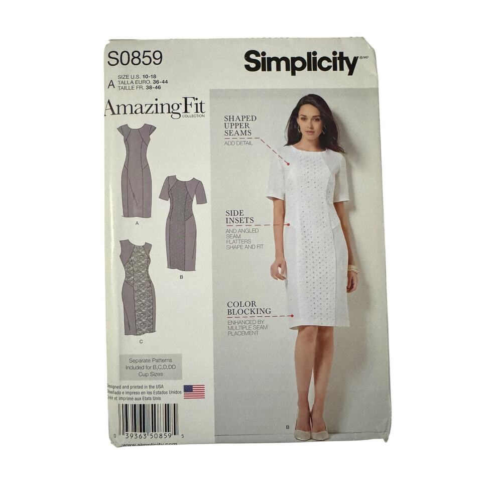 Simplicity Amazing Fit Sewing Pattern S0859 Size A 10-18